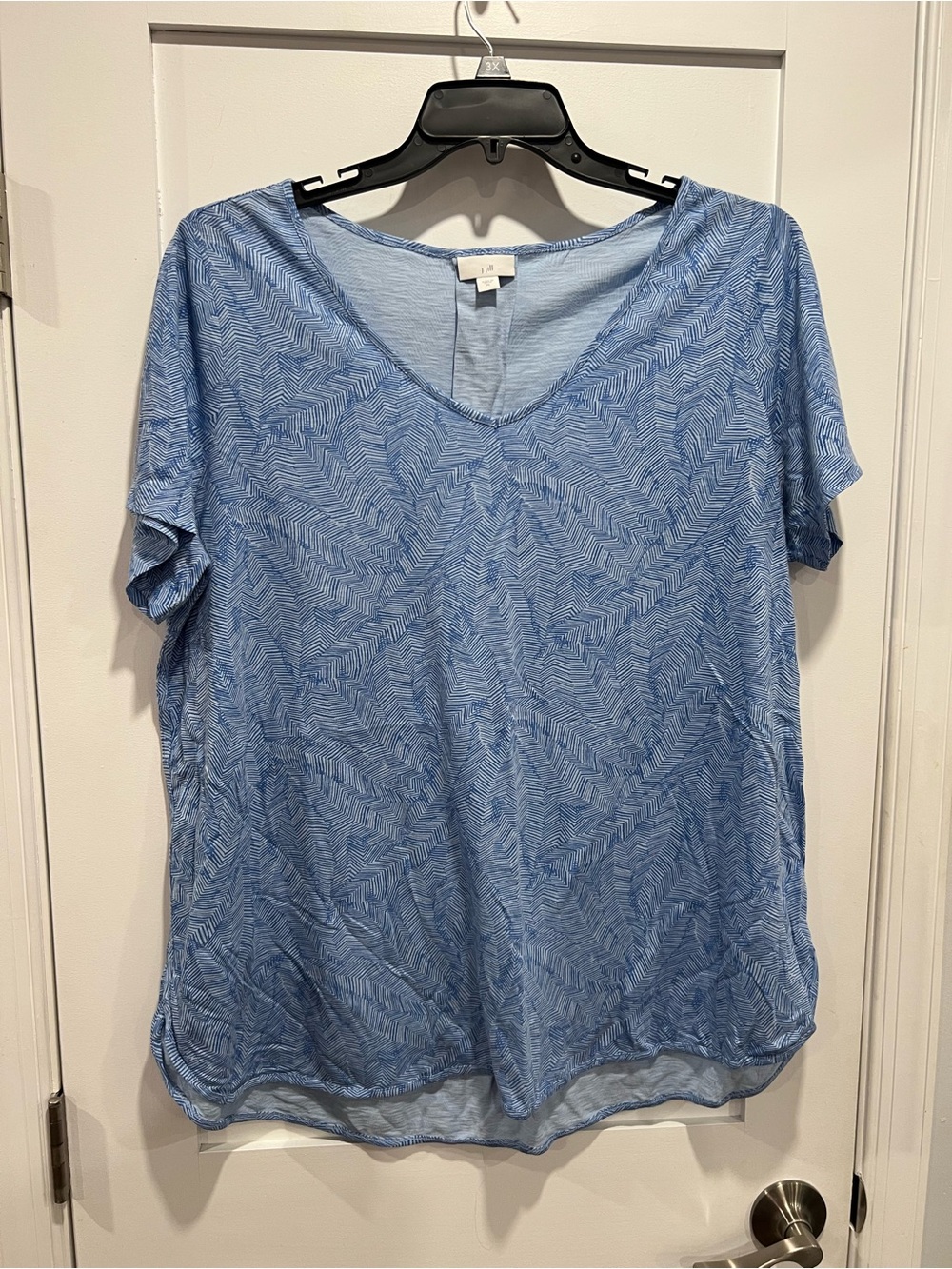 J. Jill Light Blue Short Sleeve V-Neck Top